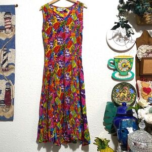 Vintage Jasmine by KVM Floral Print button front Midi Dress Women S Cottagecore